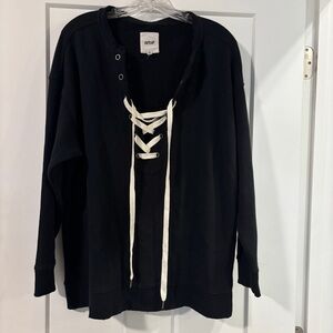 NWOT Aerie Black Lace-Up Sweatshirt